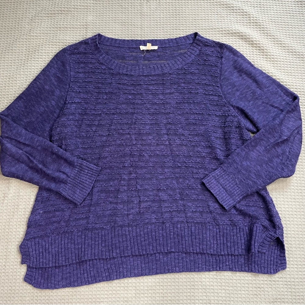 Eileen Fisher Linen Blend Sweater XL Womens Purple Loose Weave